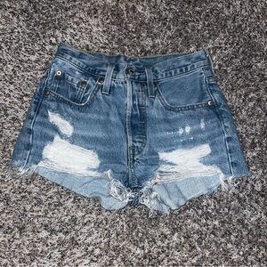 Levi's Blue Distressed Jean Shorts